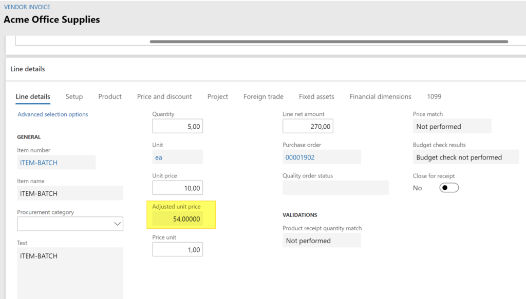 Adjusted unit price through attributbased pricing D365Tour