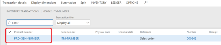 Productnumber Example Displaying both item and product numbers on forms - D365Tour