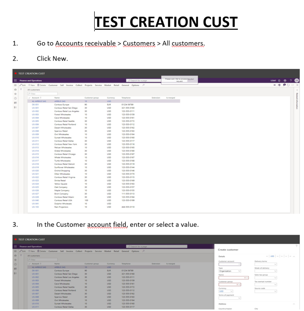 Task recorder with screenshot D365Tour